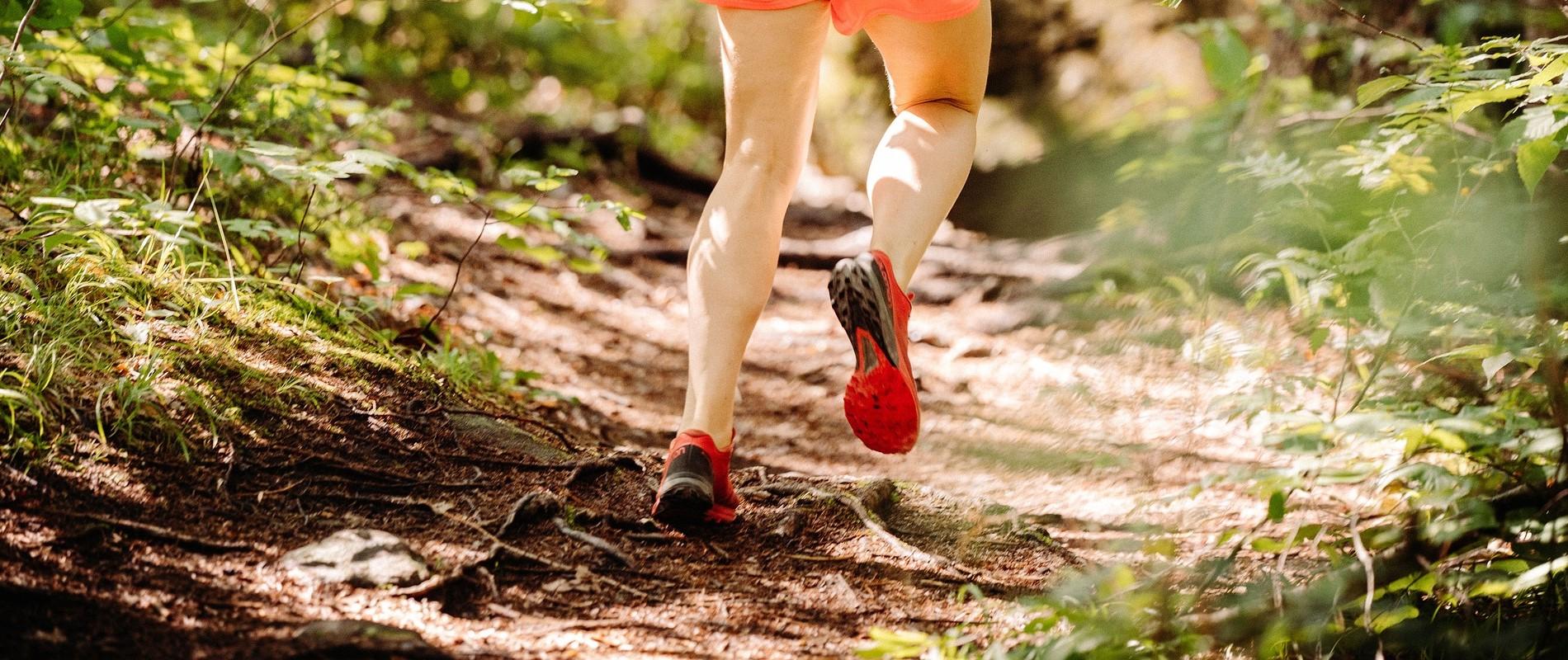 Corredores con zapatillas de trail en un sendero de montaña