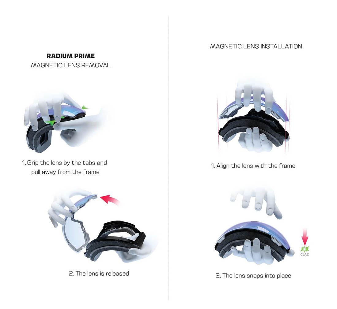 sistema de cambio de lente máscara Salomon Radium Prime magnética