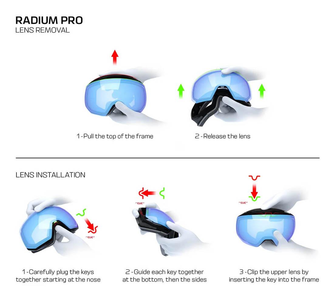 sistema de cambio de lente máscara Salomon Radium Pro